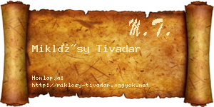 Miklósy Tivadar névjegykártya